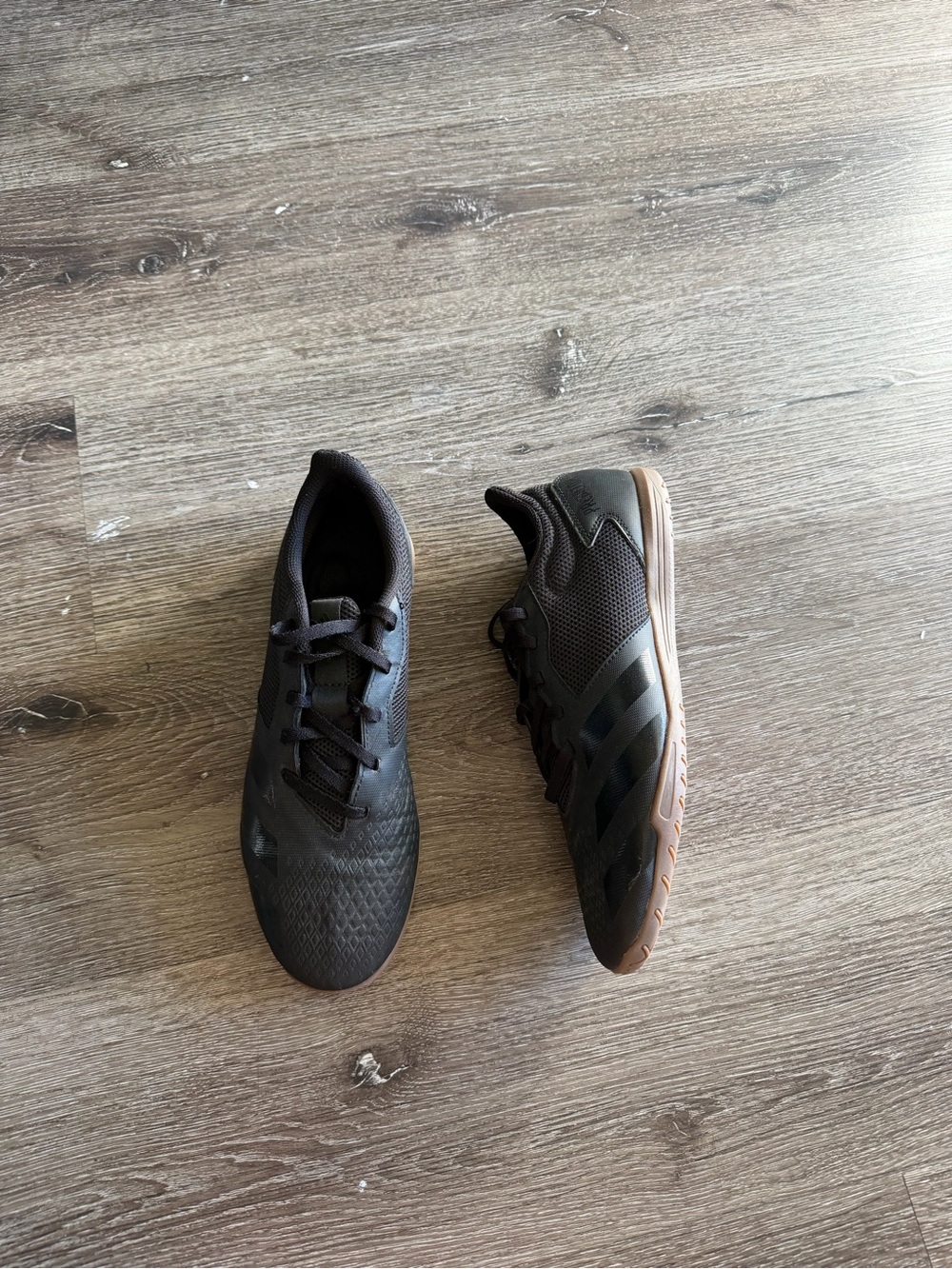 adidas Men's Black Athletic Shoes with Brown Gum Soles